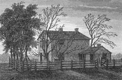 De gevangenis in Carthage, Illinois, waar de Mormoonse profeet Joseph Smith en zijn broer Hyrum werden opgesloten en vermoord in 1844, uit 